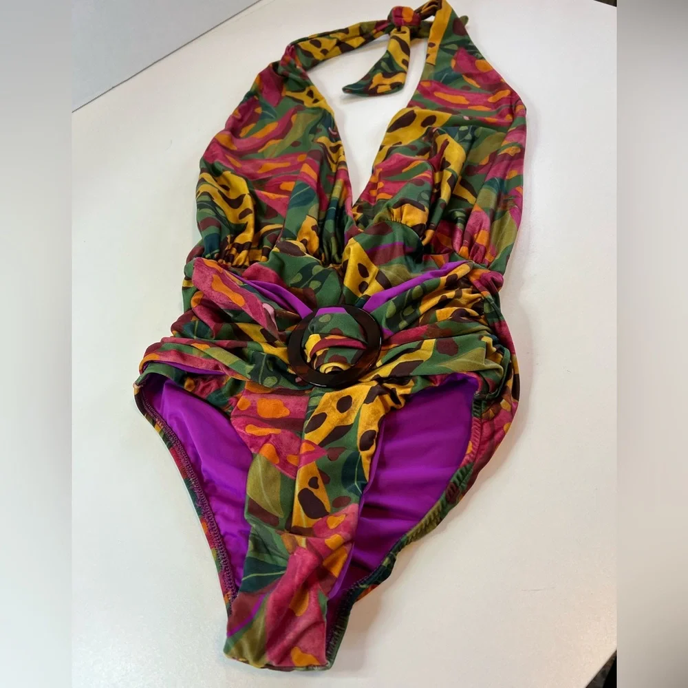 Farm Rio Cow Print Bananas one piece NWOT - Picture 3 of 5